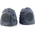 Ihome Rechargeable Bluetooth Outdoor Rock Speaker Set of 2 Gray with TWS Linking IHRK-400-PR